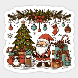 Old Fashioned Christmas Scene Sticker